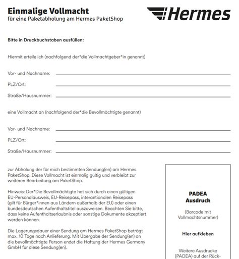 hermes abholberechtigung|hermes vollmacht zum abrufen.